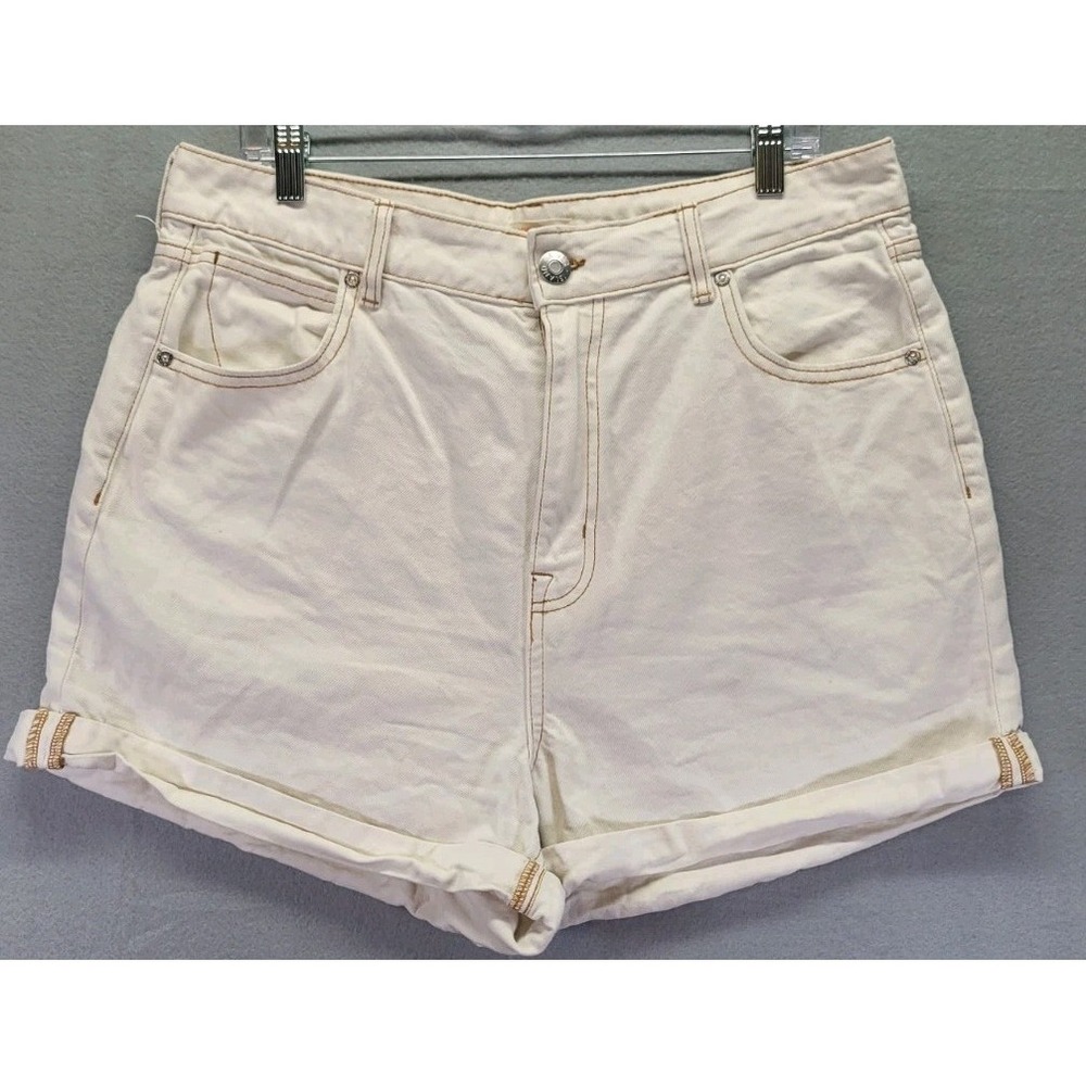 River Island Jean Shorts Womens‎ US Size 12 Cream Denim Cut Off